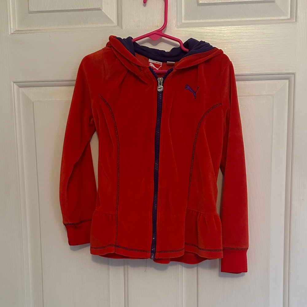 Red and Purple Puma Zip-Up Hoodie